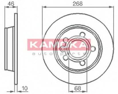 Тормозной диск задний цілісний FORD GALAXY 95-03 KAMOKA 1031694