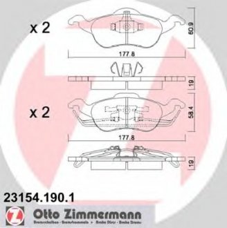 Колодки тормозные передн FRD FOCUS (98-) ZIMMERMANN 231541901 (фото 1)