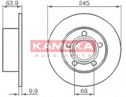 Тормозной диск задний цельный AUDI 100 90-94,A6 KAMOKA 103642