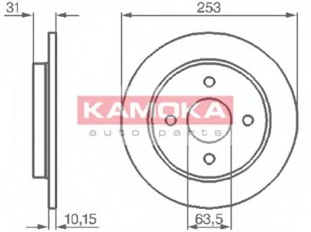 Тормозной диск задний цілісний, FORD FOCUS 98-04 KAMOKA 103562 (фото 1)