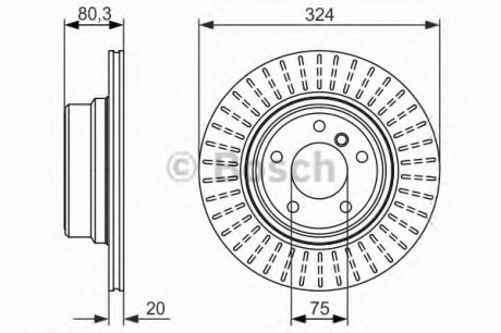 Тормозной диск BMW X5 4,4-4,8 R "01-"06 BOSCH 0986479350 (фото 1)