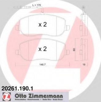 Комплект дисковых тормозных колодок ZIMMERMANN 202611901