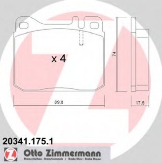 Комплект дисковых тормозных колодок ZIMMERMANN 203411751