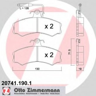 Комплект дисковых тормозных колодок ZIMMERMANN 207411901