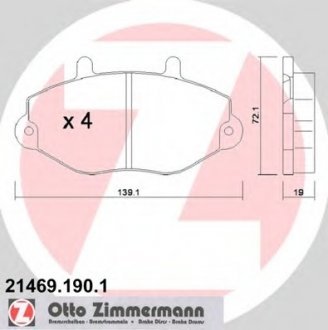 Комплект дисковых тормозных колодок ZIMMERMANN 214691901 (фото 1)
