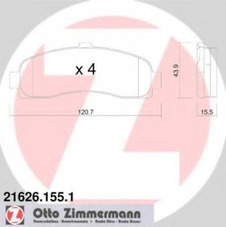 Комплект дисковых тормозных колодок ZIMMERMANN 216261551 (фото 1)