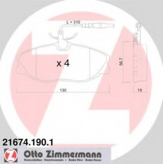 Комплект дисковых тормозных колодок ZIMMERMANN 216741901 (фото 1)