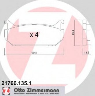 Комплект дисковых тормозных колодок ZIMMERMANN 217661351