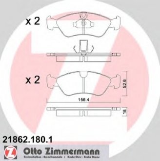 Комплект дисковых тормозных колодок ZIMMERMANN 218621801