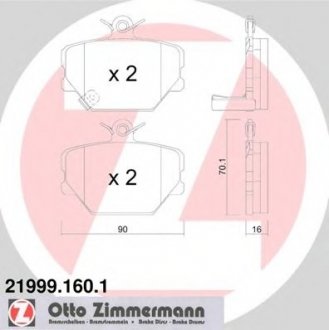 Комплект дисковых тормозных колодок ZIMMERMANN 219991601