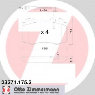 Комплект дисковых тормозных колодок ZIMMERMANN 232711752