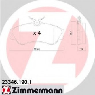 Комплект дисковых тормозных колодок ZIMMERMANN 233461901
