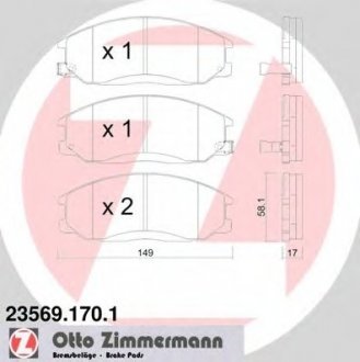 Комплект дисковых тормозных колодок ZIMMERMANN 235691701