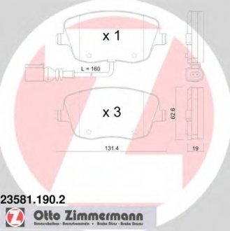 Комплект дисковых тормозных колодок ZIMMERMANN 235811902