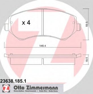 Комплект дисковых тормозных колодок ZIMMERMANN 236381851 (фото 1)
