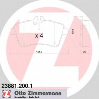 Комплект дисковых тормозных колодок ZIMMERMANN 238812001