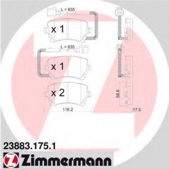 Комплект дисковых тормозных колодок ZIMMERMANN 238831751 (фото 1)