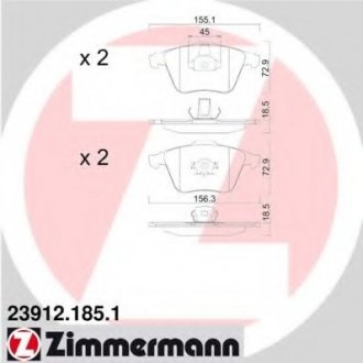 Комплект дисковых тормозных колодок ZIMMERMANN 239121851