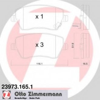 Комплект дисковых тормозных колодок ZIMMERMANN 239731651 (фото 1)
