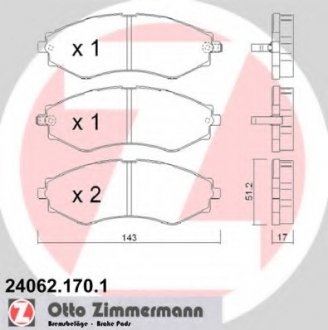 Комплект дисковых тормозных колодок ZIMMERMANN 240621701