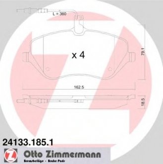 Комплект дисковых тормозных колодок ZIMMERMANN 241331851
