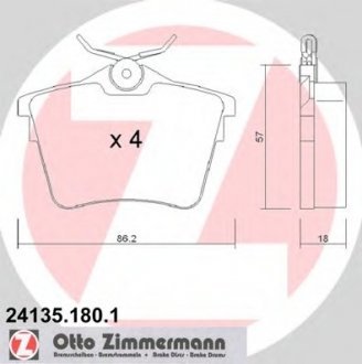 Комплект дисковых тормозных колодок ZIMMERMANN 241351801 (фото 1)