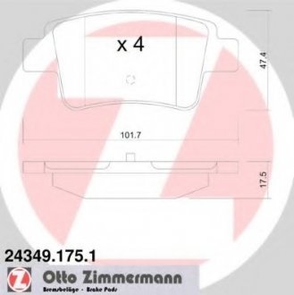 Комплект дисковых тормозных колодок ZIMMERMANN 243491751