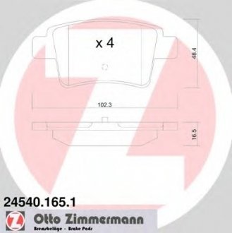 Комплект дисковых тормозных колодок ZIMMERMANN 245401651