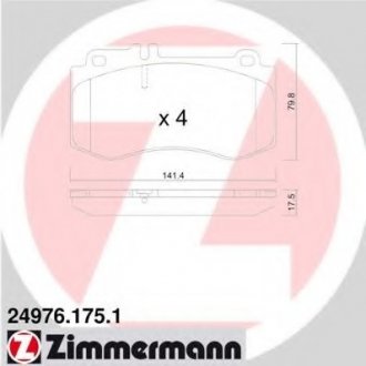 Комплект дисковых тормозных колодок ZIMMERMANN 249761751