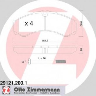 Комплект дисковых тормозных колодок ZIMMERMANN 291212001 (фото 1)