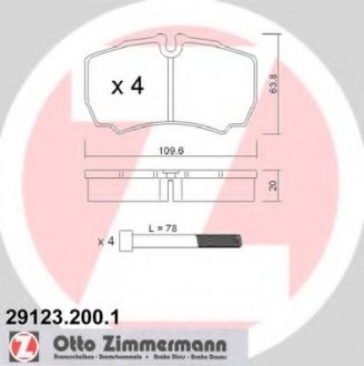 Комплект дисковых тормозных колодок ZIMMERMANN 291232001