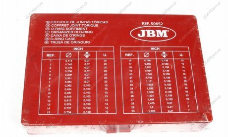 Набор уплотнительных колец (дюймовых) 386 шт JBM 50652
