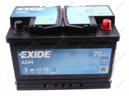Аккумулятор 70 AGM 6СТ-70 Евро EXIDE EK700 (фото 1)