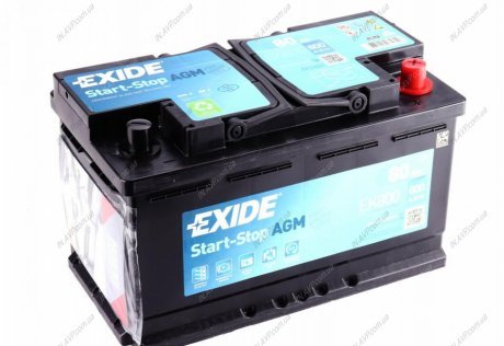 Аккумулятор 80 AGM 6СТ-80 Евро EXIDE EK800 (фото 1)