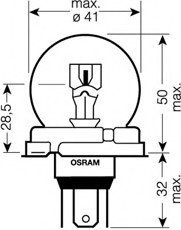 Лампа накаливания R2 12V 100/90W P45t SUPER BRIGHT OSRAM 64204SB