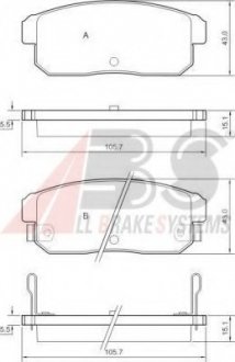 Комплект дисковых тормозных колодок. ABS 37473 (фото 1)