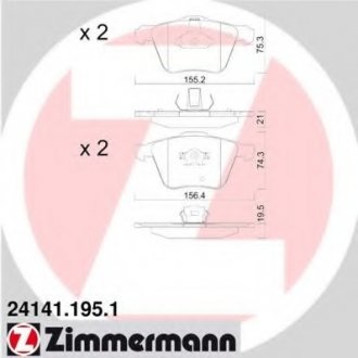 Колодки тормозные передние ZIMMERMANN 241411951