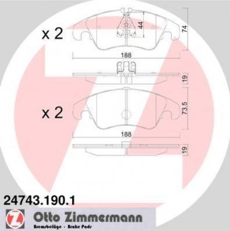 Колодки тормозные передние ZIMMERMANN 247431901