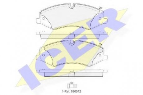 Комплект дисковых тормозных колодок ICER ICER Brakes 181957