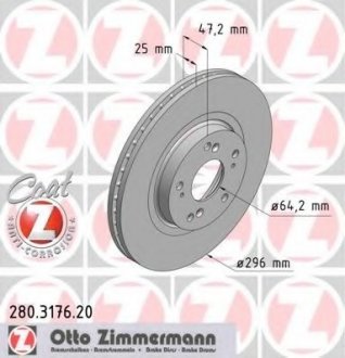 Диск тормозной (Coat Z) ZIMMERMANN 280317620