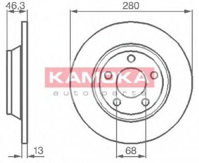 Тормозной диск 13x280 Audi A4 KAMOKA 1031518 (фото 1)