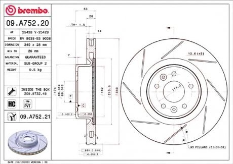 Тормозной диск Brembo 09.A752.21