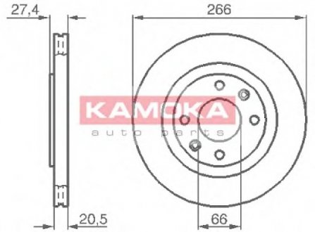 Тормозной диск KAMOKA 103384 (фото 1)