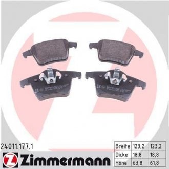 Комплект тормозных колодок, дисковый тормоз ZIMMERMANN 240111771