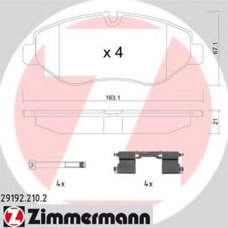 Комплект тормозных колодок, дисковый тормоз ZIMMERMANN 291922102 (фото 1)