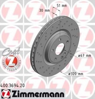 Тормозной диск ZIMMERMANN 400369420