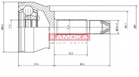 Шарнирный комплект, приводной вал KAMOKA 7136 (фото 1)
