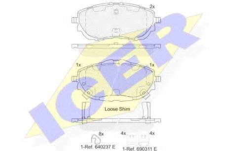 Комплект тормозных колодок, дисковый тормоз ICER Brakes 182129 (фото 1)