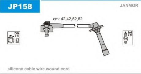 Провод зажигания (Silikon) MAZDA 626 1.8,2.0; 1997-2002 JANMOR JP158