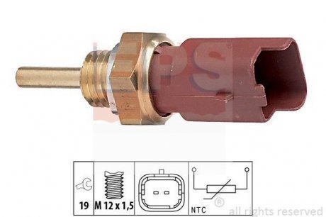 Датчик температури охол.рідини Fiat 1.2-1.9JTD 99-,Opel 1.3-1.9 CDTI 03- EPS 1.830.326 Facet 1830326